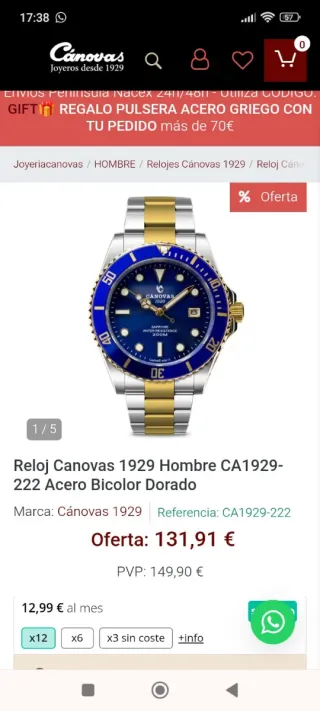 Reloj Cánovas 1929 Hombre CA1929-222
