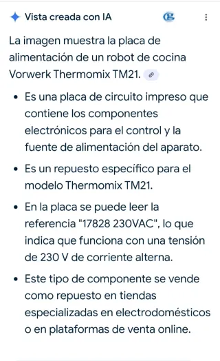 Placa Alimentación Vorwerk Thermomix TM21