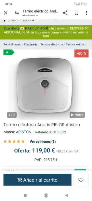 Termo eléctrico Ariston Andris R15