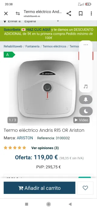 Termo eléctrico Ariston Andris R15