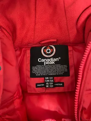 Chaqueta Canadian Peak niño 12 años Roja