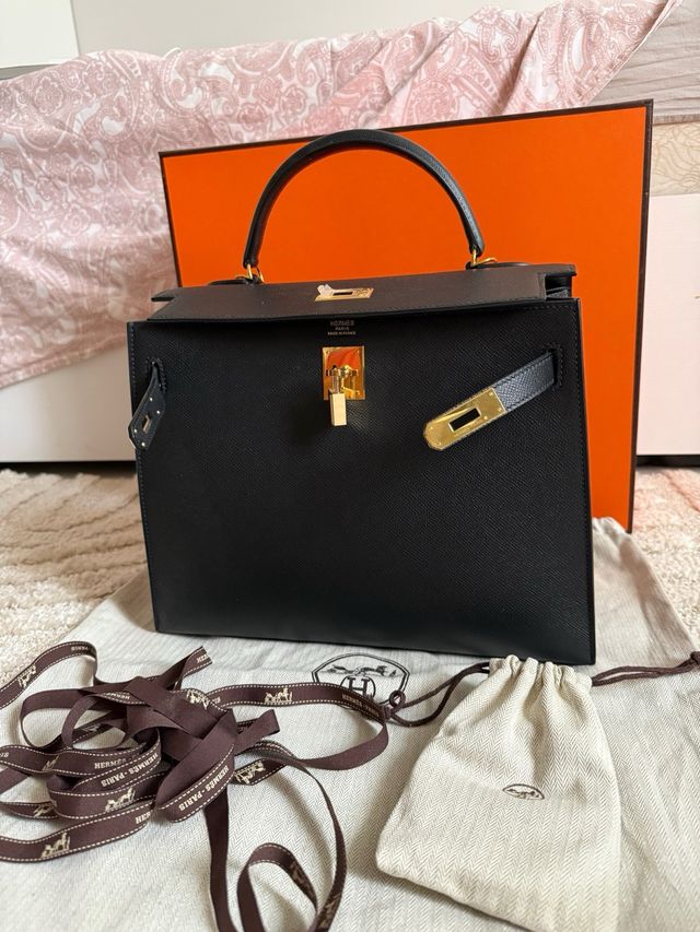 Hermes Kelly 35 Sellier Nero Oro