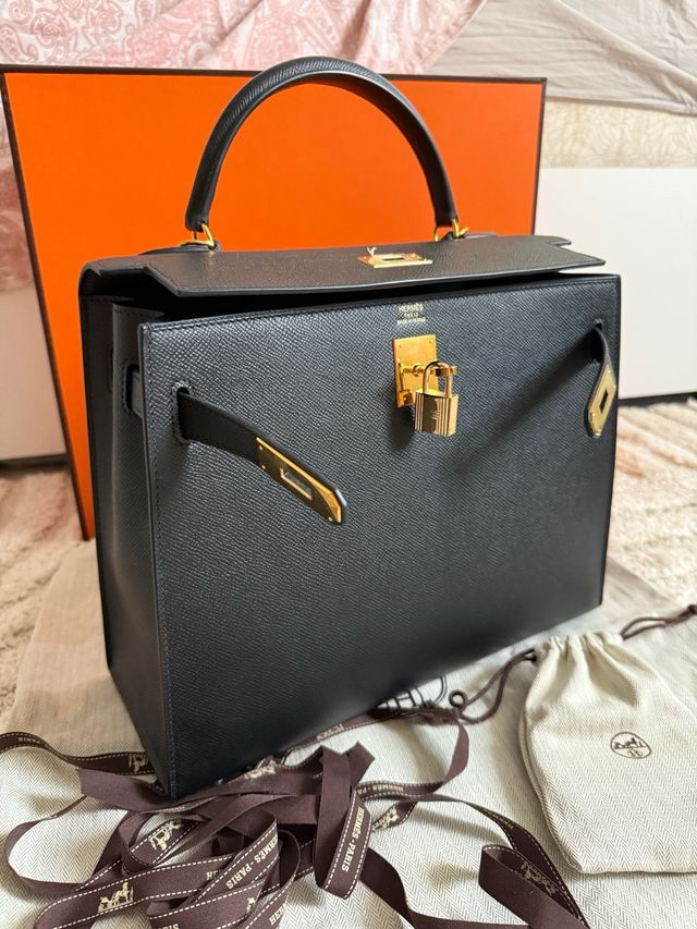 Hermes Kelly 35 Sellier Nero Oro