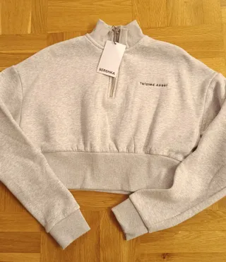 Sudadera Bershka gris con cremallera