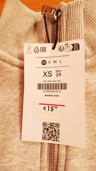 Sudadera Bershka gris con cremallera