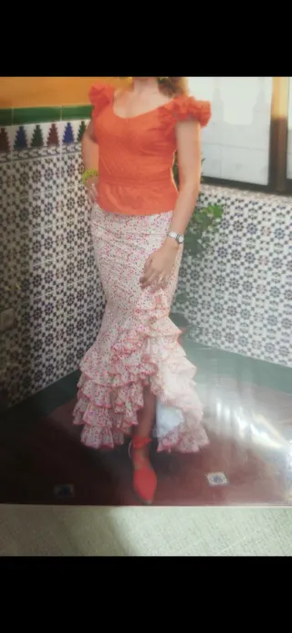 Falda y blusa flamenca naranja
