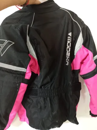 Chaqueta Moto Niña Negra y Rosa