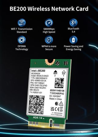 ✨ - Tarjeta Inalámbrica WiFi 7 Intel BE200 NGW, Bl