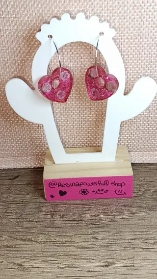 Pendientes Corazón Rosa con Flores