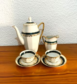 Servicio de té vintage 6 piezas porcelana Limoges