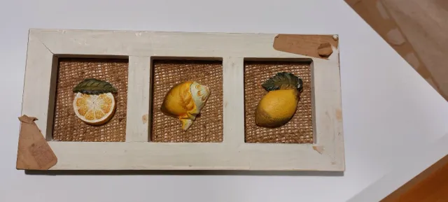 Cuadro artesanal madera y yute. 30x13cms