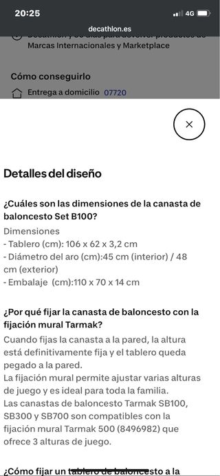Tablero Baloncesto Tarmak SB100 negro y rojo