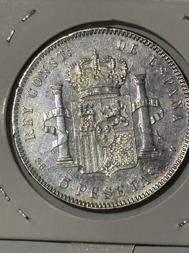 Moneda Plata 5 Pesetas 1898 Alfonso XIII