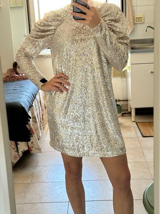 Vestito donna paillettes oro/argento