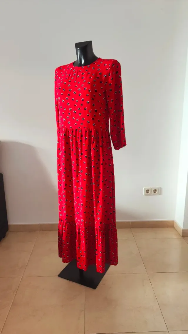 Vestido largo estampado rojo