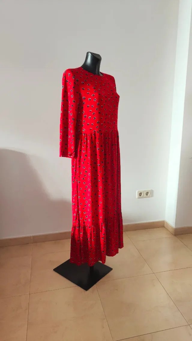 Vestido largo estampado rojo