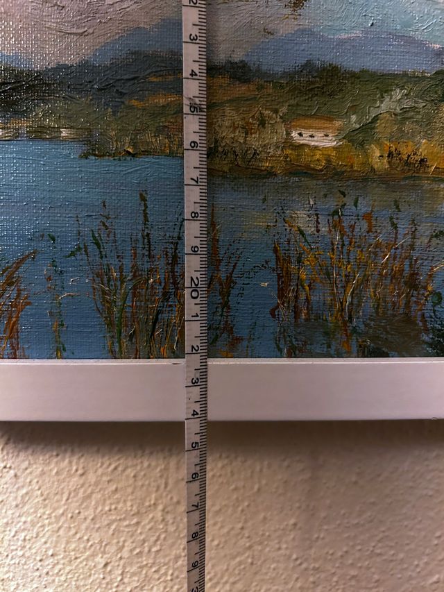 Cuadro Paisaje al Óleo con Marco Blanco