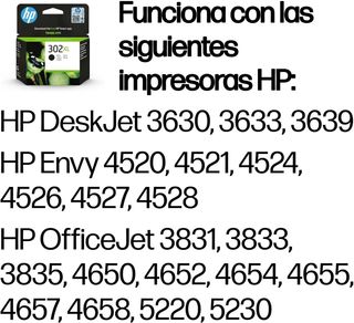 ✨ - HP 302XL F6U68AE, Negro, Cartucho de Tinta de
