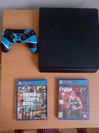  PS4 Slim con GTA V + NBA 2K17 + mando + caja