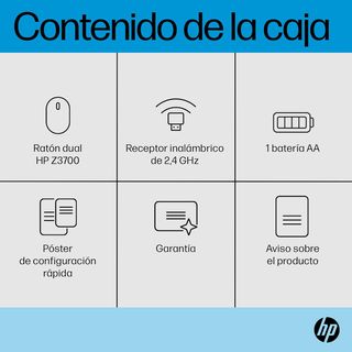 ✨ - HP Z3700 - Ratón Inalámbrico (1200 PPP, 3 Boto