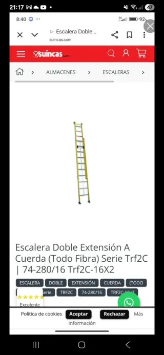 Escalera Fibra de Vidrio 4m