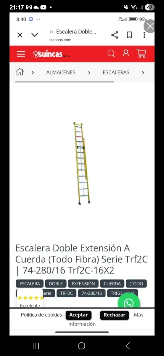 Escalera Fibra de Vidrio 4m