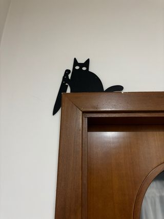 Gatto nero con coltello decorazione Halloween 3D