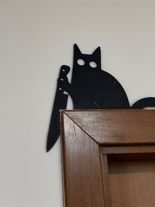 Gatto nero con coltello decorazione Halloween 3D