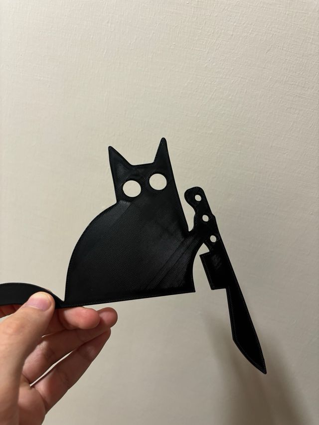 Gatto nero con coltello decorazione Halloween 3D