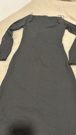 Vestido midi negro manga larga