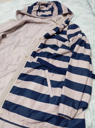 Parka señora rayas beige y azul