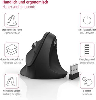 ✨ - Hama | Ratón Ergonómico Inalámbrico (Ratón Ver