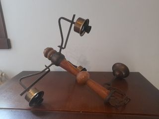 Lampadario 3 bracci legno metallo