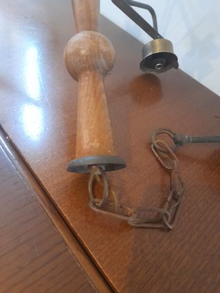 Lampadario 3 bracci legno metallo