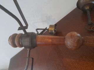 Lampadario 3 bracci legno metallo