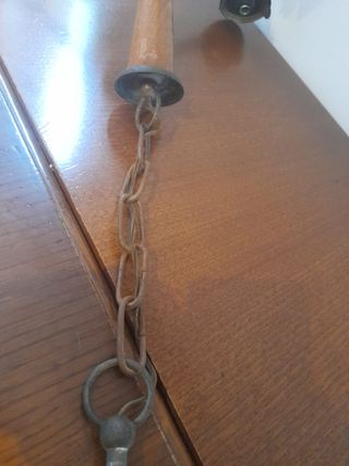 Lampadario 3 bracci legno metallo