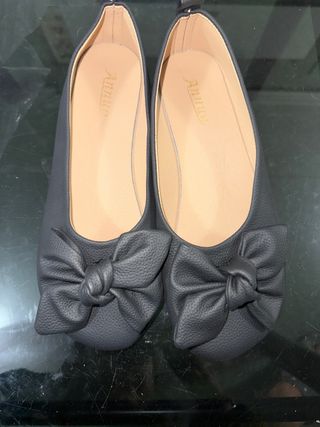 Zapatos planos negros mujer con lazo