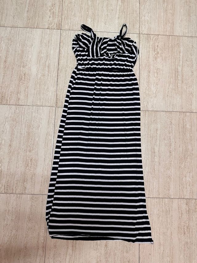 Vestido largo rayas blanco y negro