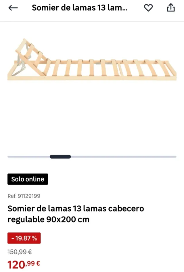 Somier lamas madera 90 con cabecero