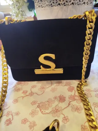 Borsa Mia Bag nera con S dorata