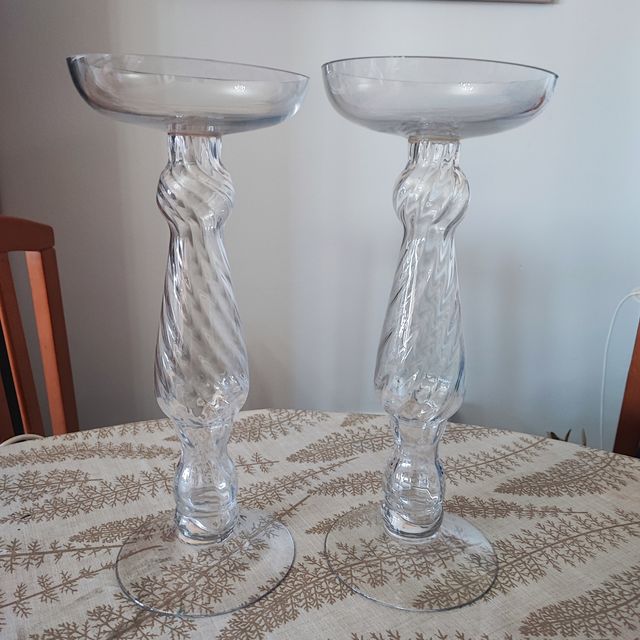 2 Copas Cristal Decorativas Altas