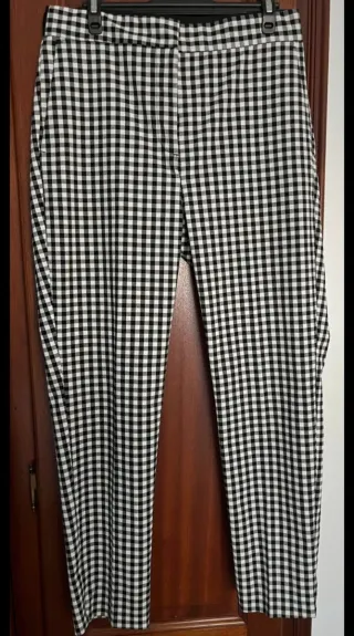 Calças Zara xadrez preto e branco