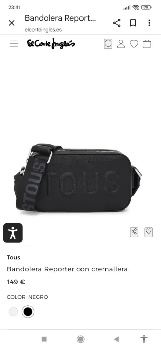 Bolso bandolera Tous con cremalleras