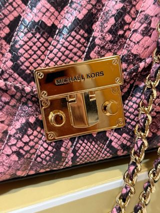 Bolso Michael Kors Rosa Piel Serpiente Dorado