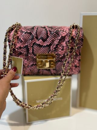 Bolso Michael Kors Rosa Piel Serpiente Dorado