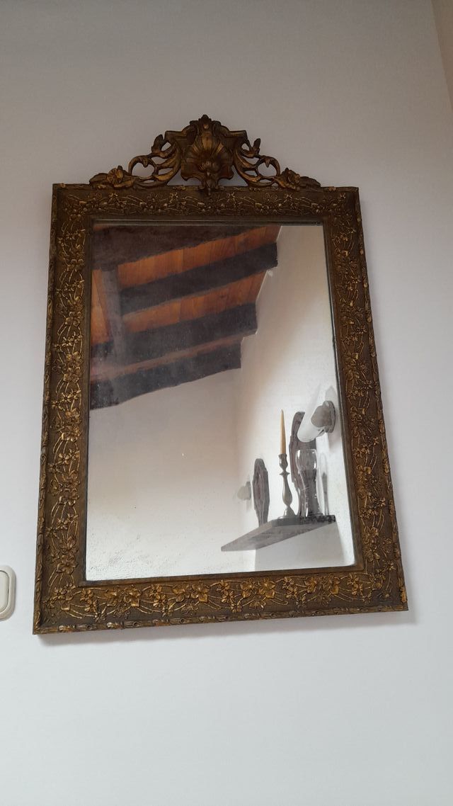 Espejo antiguo madera y cristal