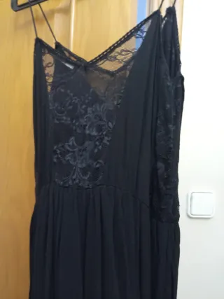 Vestido fiesta negro TRAFALUC encaje S