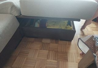 Sofá modular cheslong beige y marrón