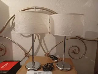 Juego de 2 lámparas de noche plateadas