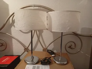 Juego de 2 lámparas de noche plateadas